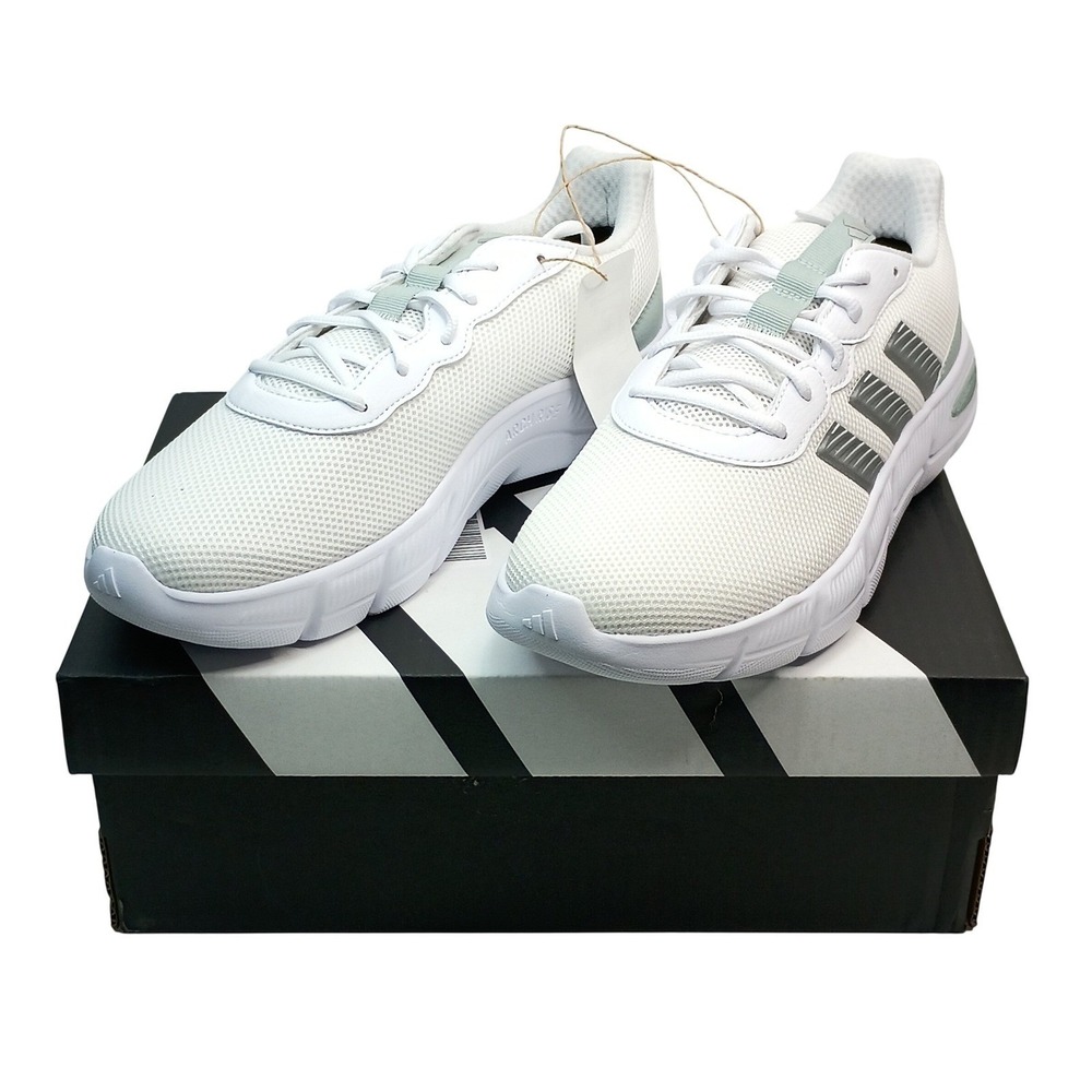 Adidas Cloudfoam Flex Laces Running Shoes Women Size 8 White Silver JS4891
